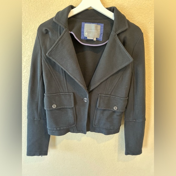 Anthropologie Sylvia Black Blazer with Button Front and Zip Sleeves Size S - Picture 8 of 11